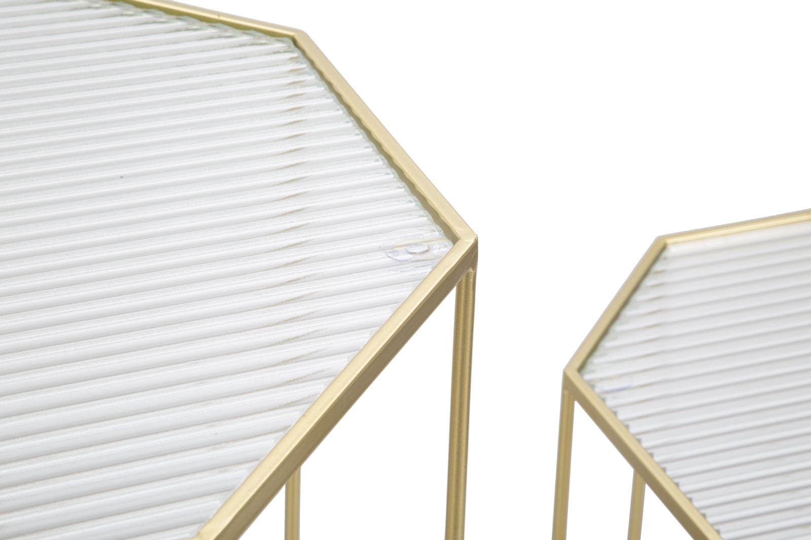 Mauro Ferretti Set 2 masute suport telefon/flori din metal si sticla, New Glass Auriu, L50xl46xH100 cm / L40xl37xH80 cm