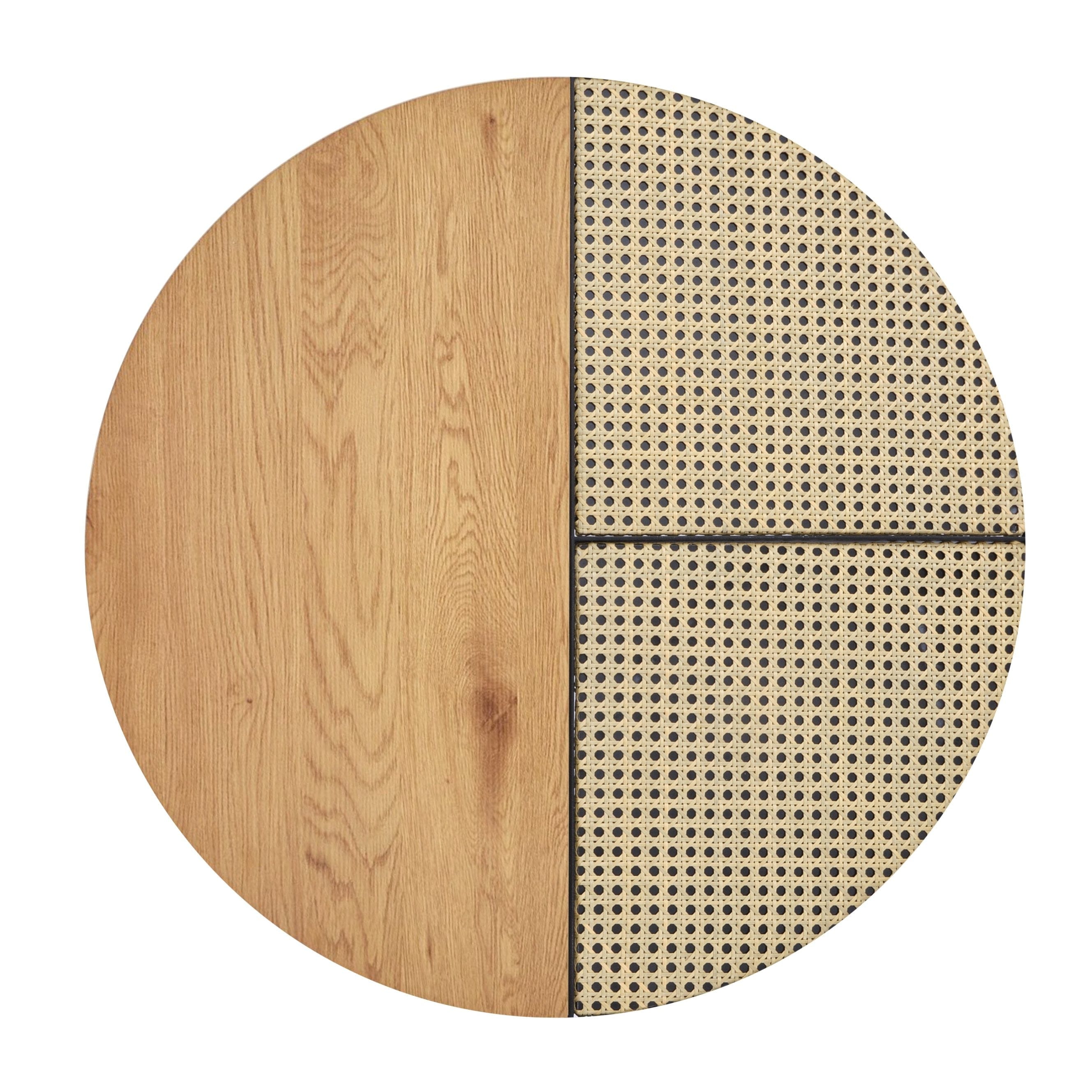 Set 2 mese de cafea din MDF si metal, Garmina Stejar / Negru, Ø70xH36 / Ø50xH30 cm (3)