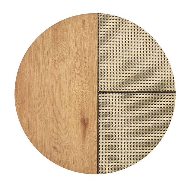 Set 2 mese de cafea din MDF si metal, Garmina Stejar / Negru, Ø70xH36 / Ø50xH30 cm (3)