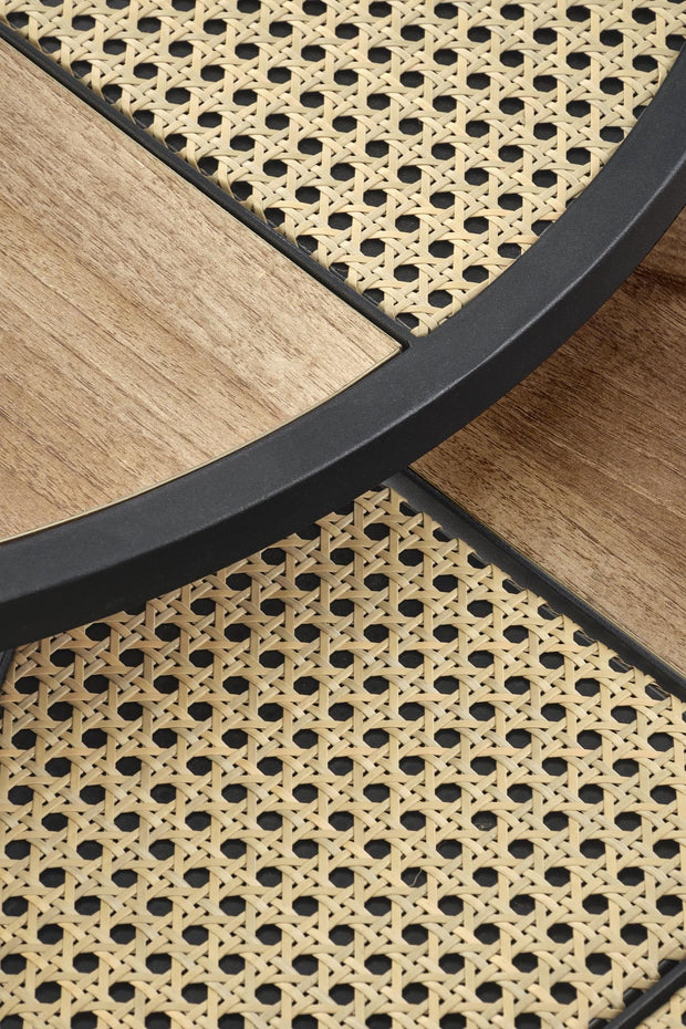 Set 2 mese de cafea din MDF si metal, Garmina Stejar / Negru, Ø70xH36 / Ø50xH30 cm (5)