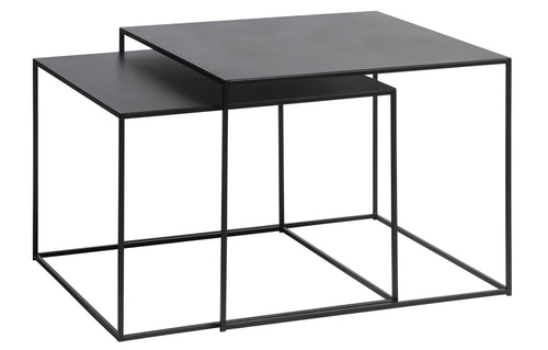 Unique Furniture A/S Set 2 mese de cafea din metal, Pebble Negru, L65xl65xH50 / L60xl60xH45 cm