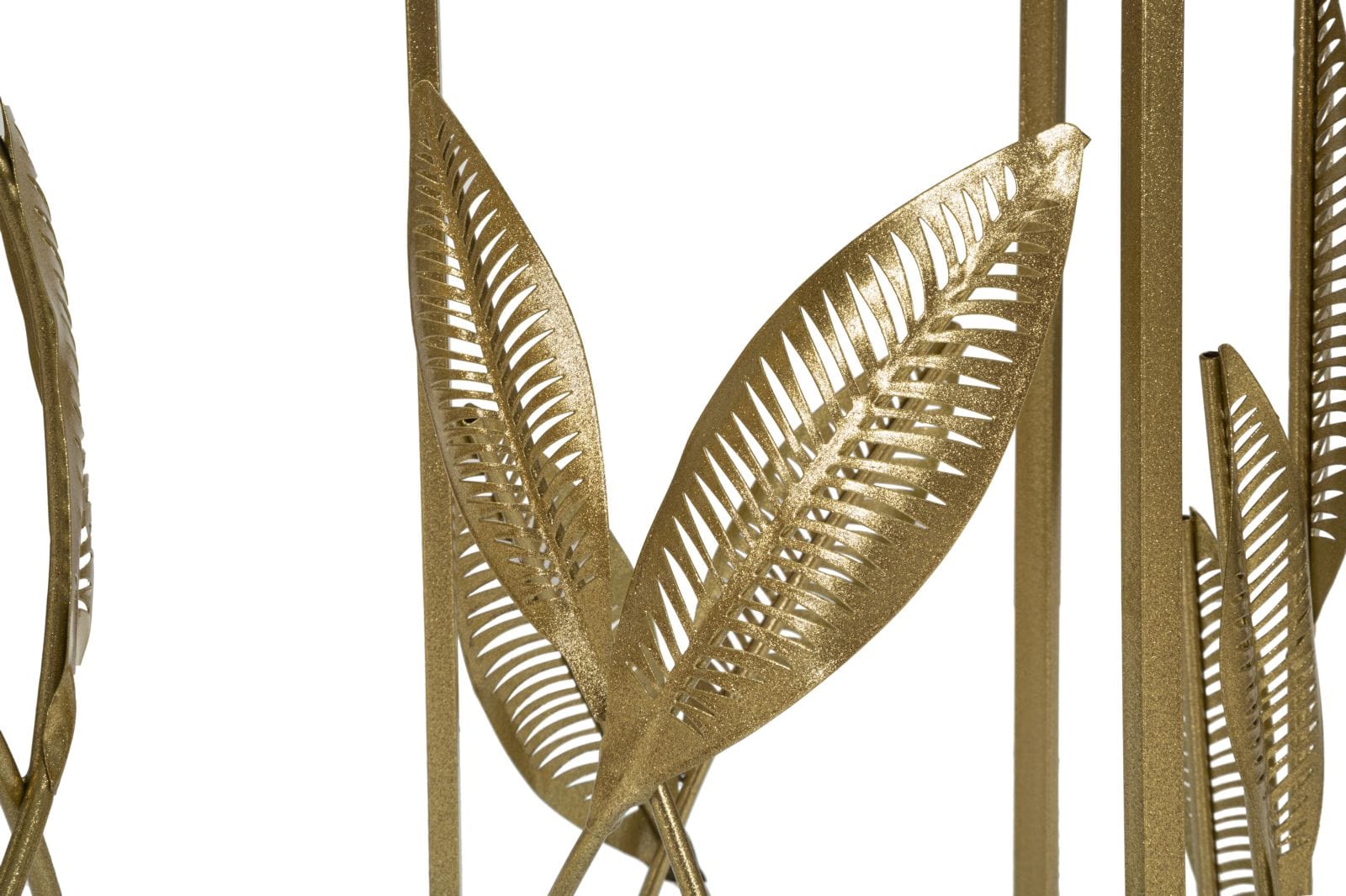 Mauro Ferretti Set 2 mese de cafea din metal si sticla, Leaf Auriu, Ø35x65,5 / Ø30x60,5 cm