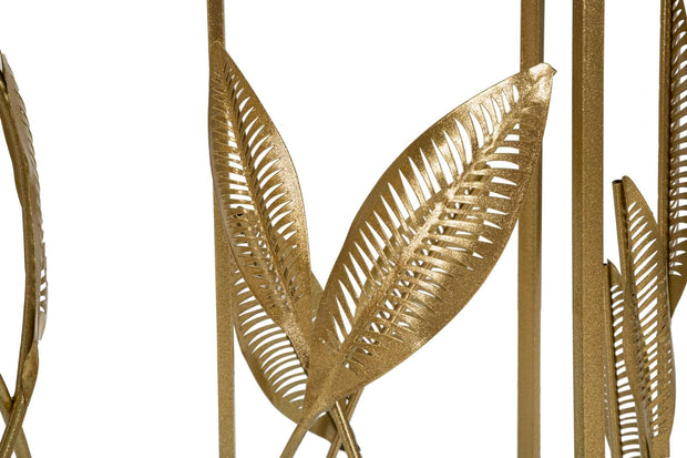 Mauro Ferretti Set 2 mese de cafea din metal si sticla, Leaf Auriu, Ø35x65,5 / Ø30x60,5 cm