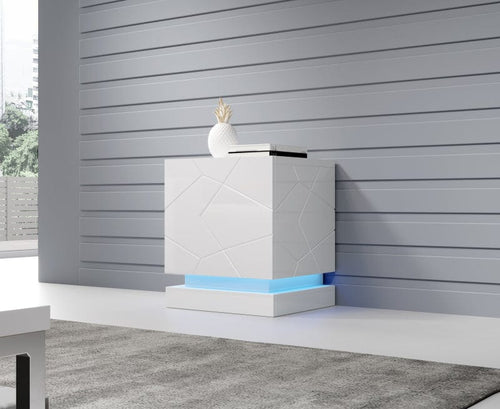 Set 2 noptiere din MDF, cu 1 usa, Qiu Alb, l46xA41,5xH53 cm