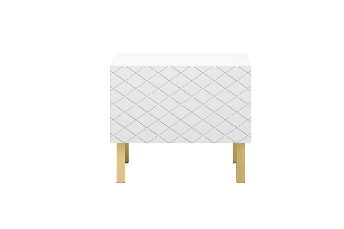 Set 2 noptiere din pal, MDF si metal, cu 1 sertar, Scalia II 50-1SZ Alb / Auriu, l50xA42xH42 cm (4)