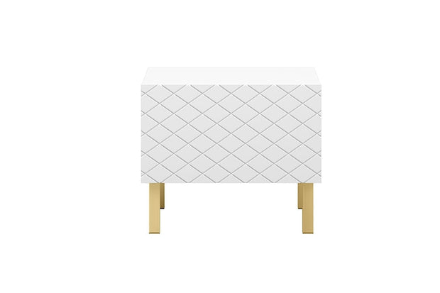 Set 2 noptiere din pal, MDF si metal, cu 1 sertar, Scalia II 50-1SZ Alb / Auriu, l50xA42xH42 cm (4)