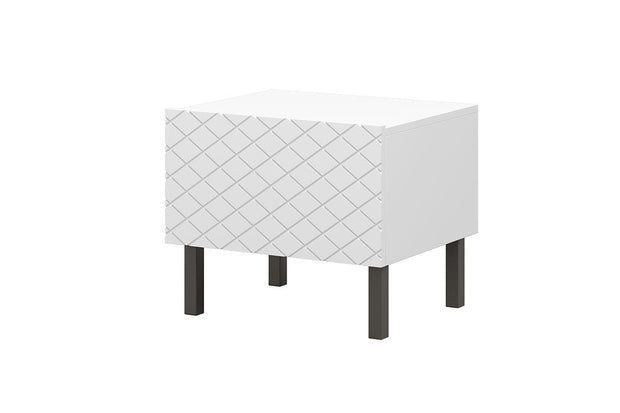 Set 2 noptiere din pal, MDF si metal, cu 1 sertar, Scalia II 50-1SZ Alb / Negru, l50xA42xH42 cm (3)