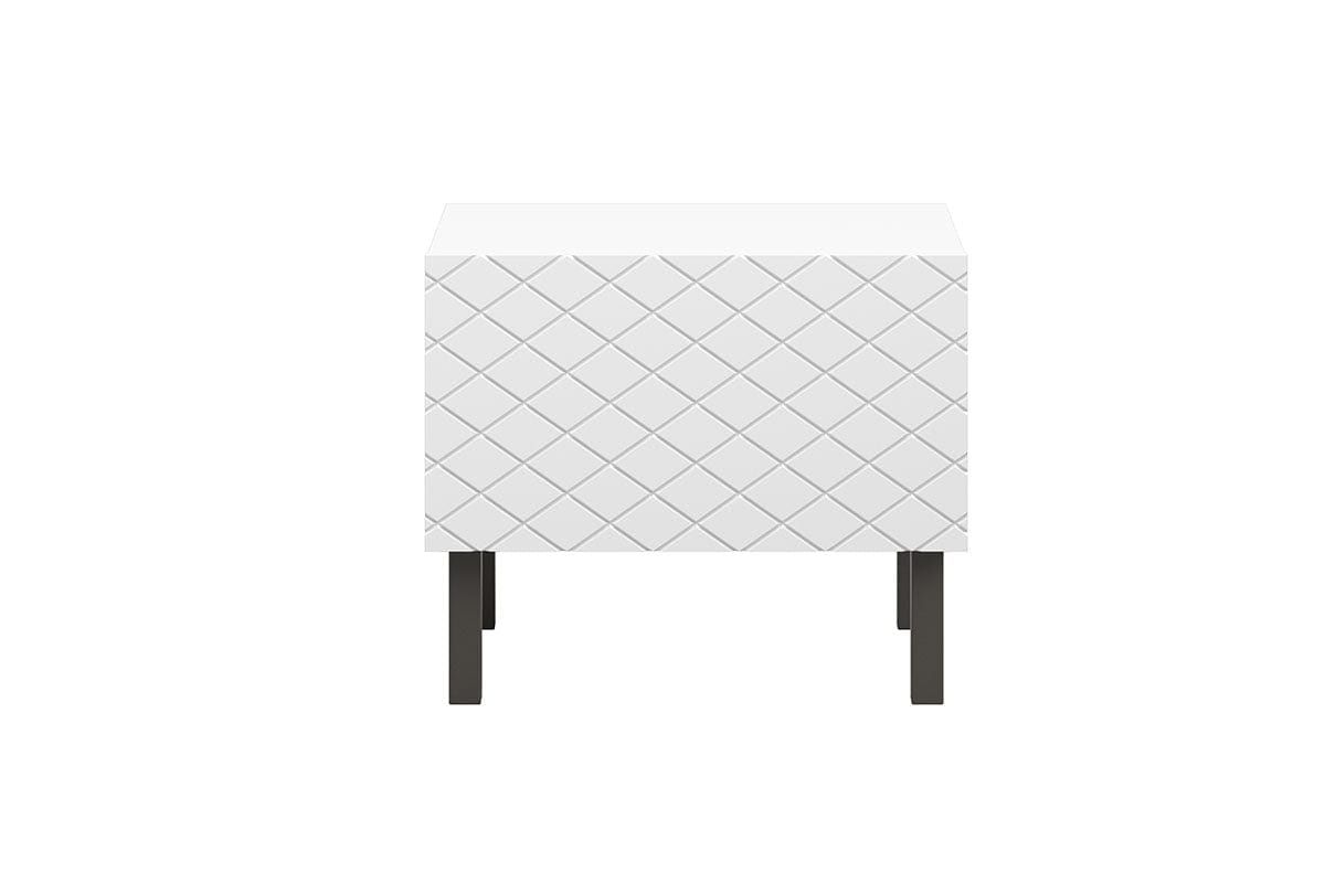 Set 2 noptiere din pal, MDF si metal, cu 1 sertar, Scalia II 50-1SZ Alb / Negru, l50xA42xH42 cm (4)