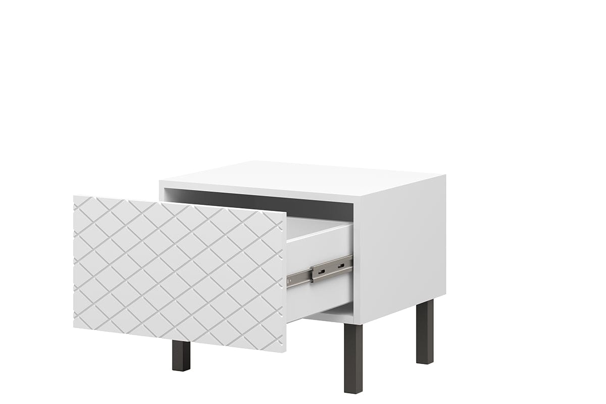 Set 2 noptiere din pal, MDF si metal, cu 1 sertar, Scalia II 50-1SZ Alb / Negru, l50xA42xH42 cm (5)