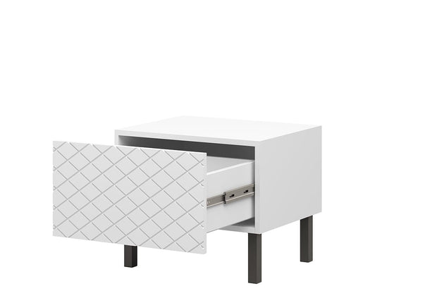 Set 2 noptiere din pal, MDF si metal, cu 1 sertar, Scalia II 50-1SZ Alb / Negru, l50xA42xH42 cm (5)