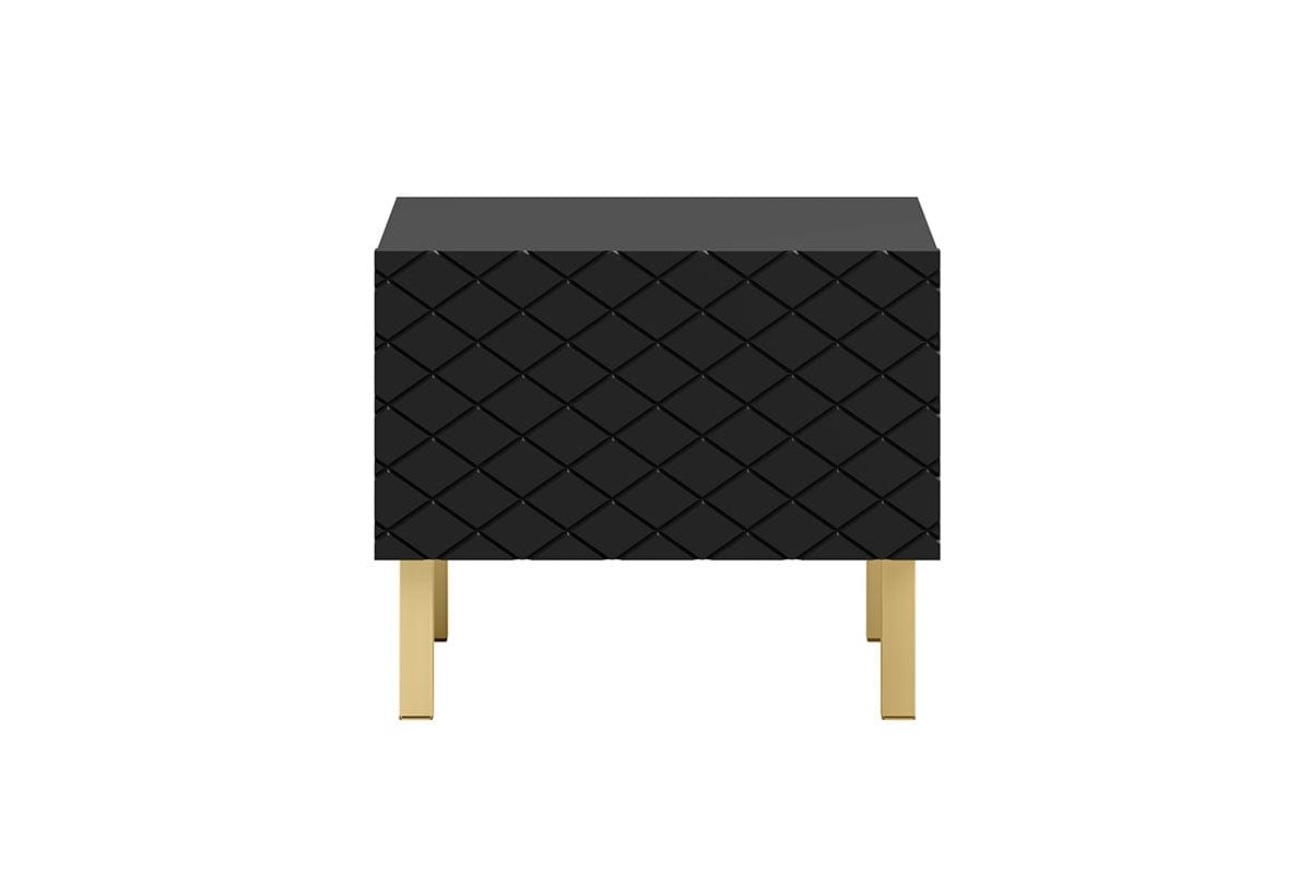 Set 2 noptiere din pal, MDF si metal, cu 1 sertar, Scalia II 50-1SZ Negru / Auriu, l50xA42xH42 cm (4)