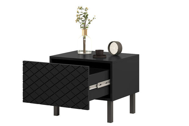 Set 2 noptiere din pal, MDF si metal, cu 1 sertar, Scalia II 50-1SZ Negru, l50xA42xH42 cm (6)