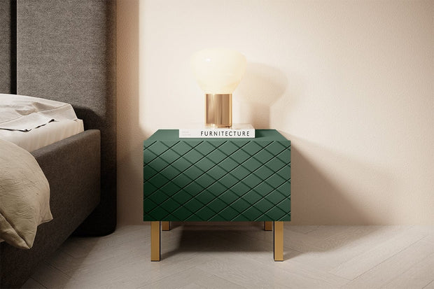 Set 2 noptiere din pal, MDF si metal, cu 1 sertar, Scalia II 50-1SZ Verde / Auriu, l50xA42xH42 cm (1)