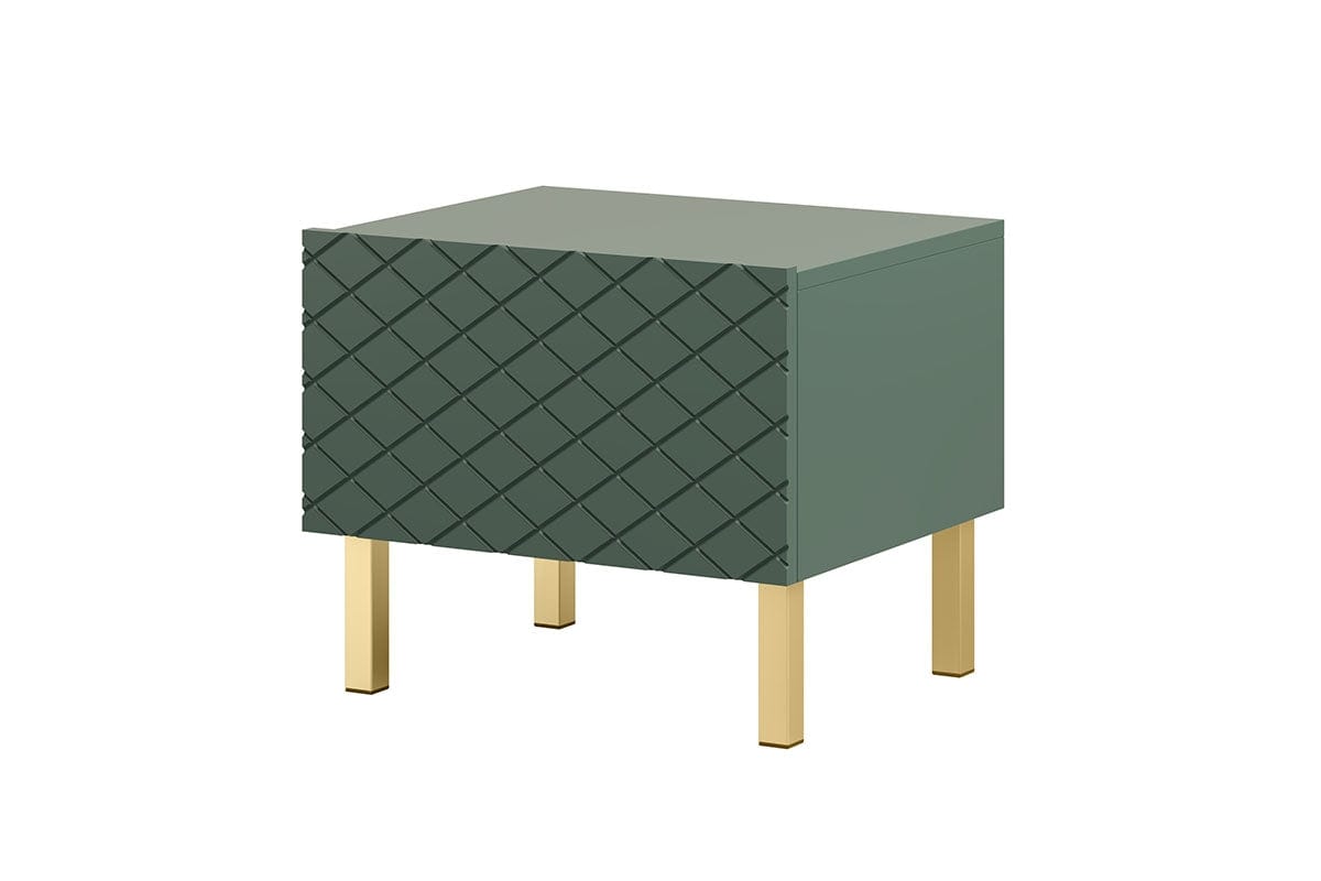 Set 2 noptiere din pal, MDF si metal, cu 1 sertar, Scalia II 50-1SZ Verde / Auriu, l50xA42xH42 cm (3)