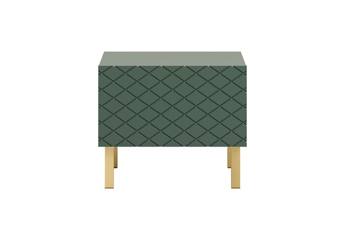 Set 2 noptiere din pal, MDF si metal, cu 1 sertar, Scalia II 50-1SZ Verde / Auriu, l50xA42xH42 cm (4)