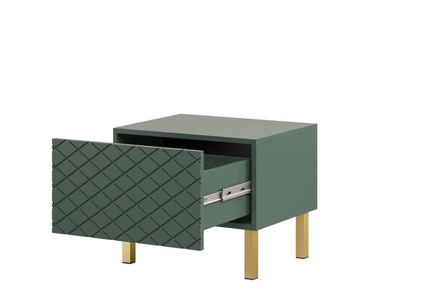 Set 2 noptiere din pal, MDF si metal, cu 1 sertar, Scalia II 50-1SZ Verde / Auriu, l50xA42xH42 cm (5)