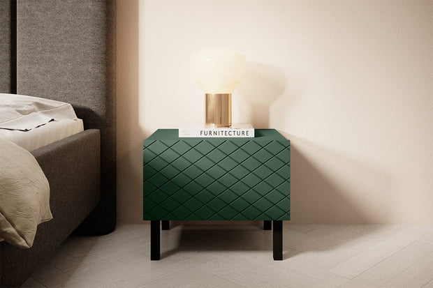 Set 2 noptiere din pal, MDF si metal, cu 1 sertar, Scalia II 50-1SZ Verde / Negru, l50xA42xH42 cm (1)