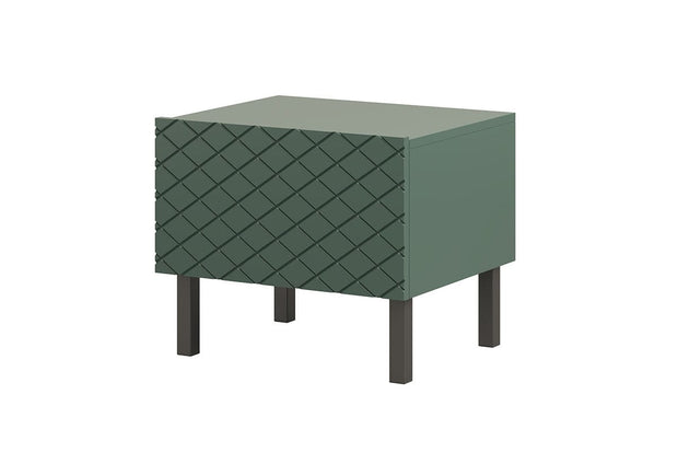 Set 2 noptiere din pal, MDF si metal, cu 1 sertar, Scalia II 50-1SZ Verde / Negru, l50xA42xH42 cm (3)