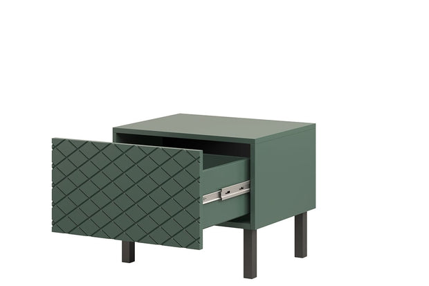 Set 2 noptiere din pal, MDF si metal, cu 1 sertar, Scalia II 50-1SZ Verde / Negru, l50xA42xH42 cm (5)