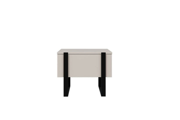 Set 2 noptiere din pal si metal, cu 1 sertar, Verica 50-1SZ Crem / Negru, l50xA45xH40 cm (3)