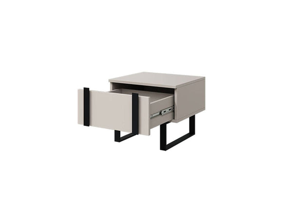 Bogart Set 2 noptiere din pal si metal, cu 1 sertar, Verica 50-1SZ Crem / Negru, l50xA45xH40 cm