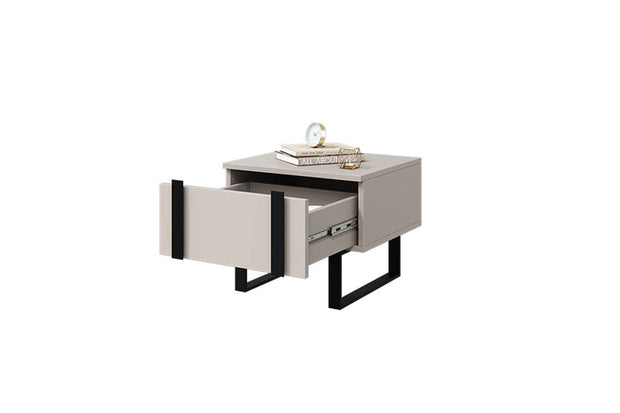 Bogart Set 2 noptiere din pal si metal, cu 1 sertar, Verica 50-1SZ Crem / Negru, l50xA45xH40 cm