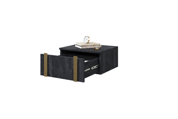 Bogart Set 2 noptiere suspendate din pal, cu 1 sertar, Verica 50-1SZ Antracit / Auriu, l50xA45xH23 cm