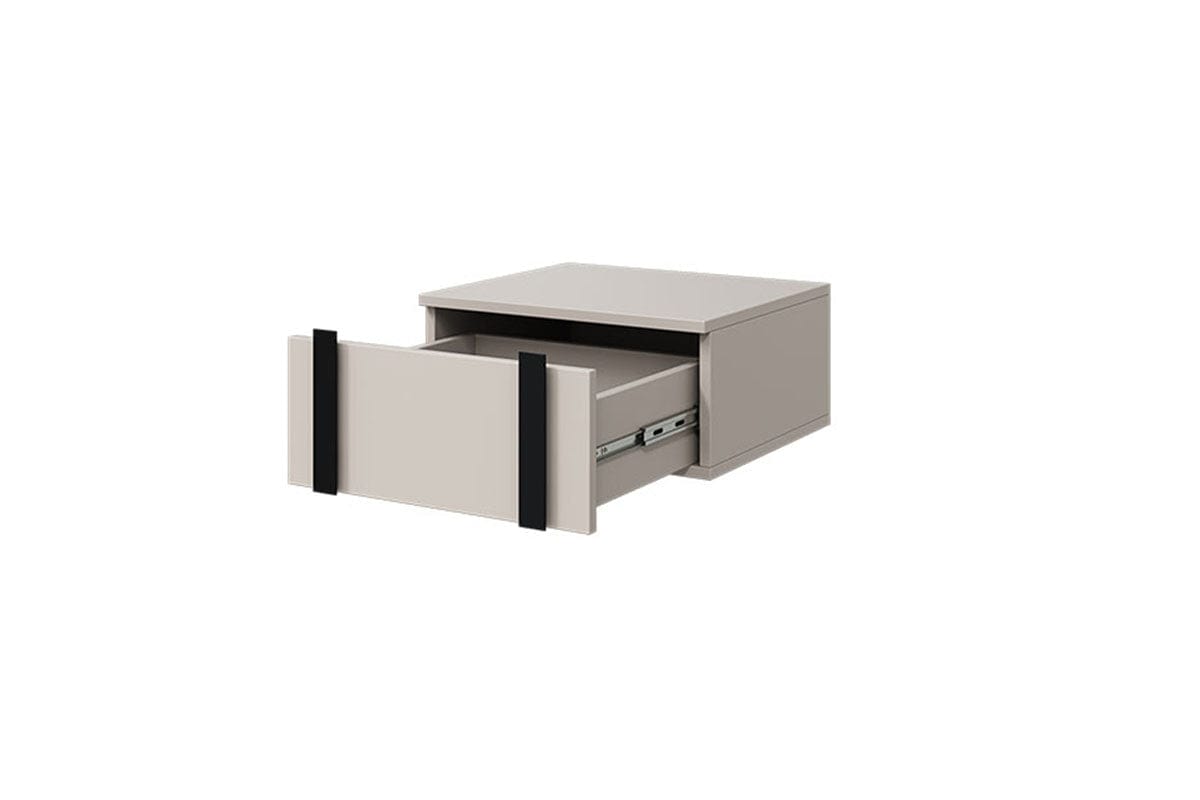 Set 2 noptiere suspendate din pal, cu 1 sertar, Verica 50-1SZ Crem / Negru, l50xA45xH23 cm (5)