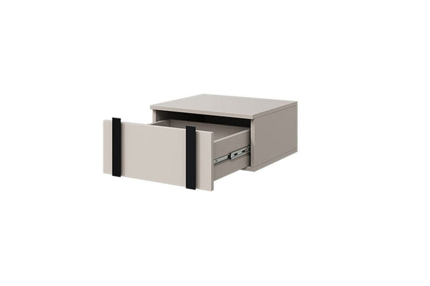 Set 2 noptiere suspendate din pal, cu 1 sertar, Verica 50-1SZ Crem / Negru, l50xA45xH23 cm (5)