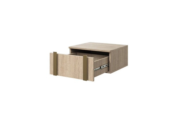 Set 2 noptiere suspendate din pal, cu 1 sertar, Verica 50-1SZ Stejar / Auriu, l50xA45xH23 cm (5)