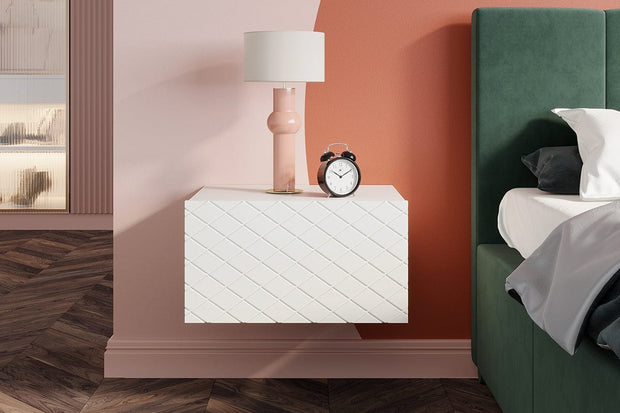 Set 2 noptiere suspendate din pal si MDF, cu 1 sertar, Scalia 50-1SZ Alb, l50xA42xH27 cm (1)