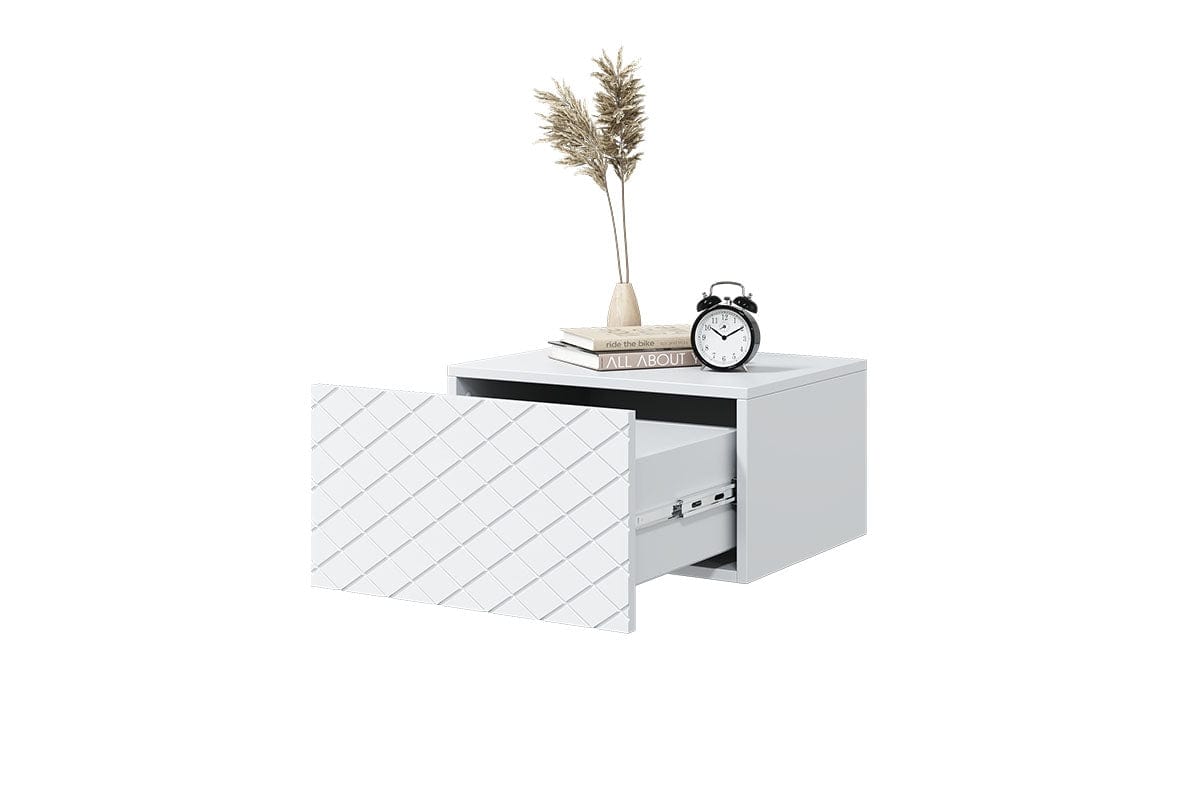 Set 2 noptiere suspendate din pal si MDF, cu 1 sertar, Scalia 50-1SZ Alb, l50xA42xH27 cm (5)