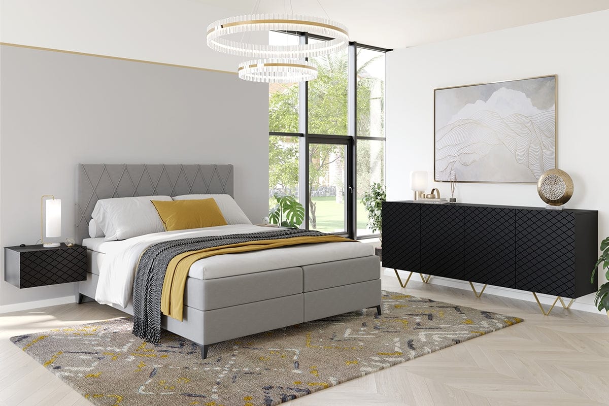 Set 2 noptiere suspendate din pal si MDF, cu 1 sertar, Scalia 50-1SZ Negru, l50xA42xH27 cm (2)