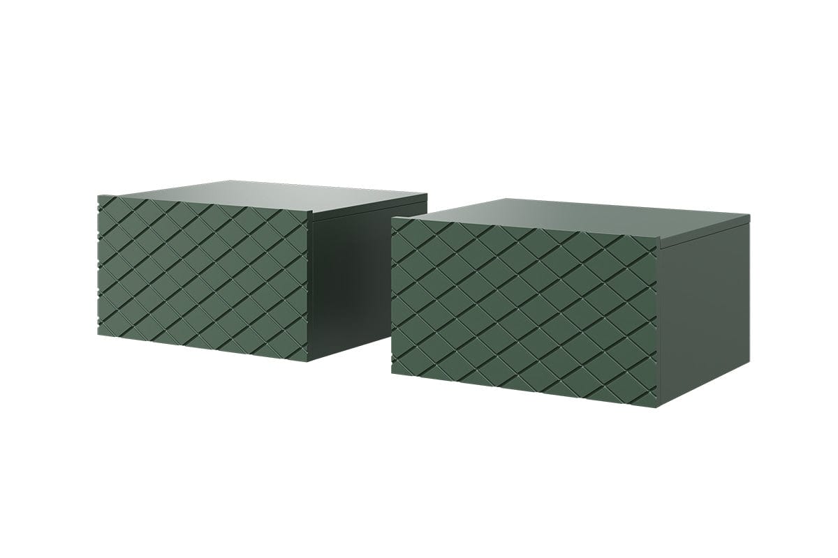 Set 2 noptiere suspendate din pal si MDF, cu 1 sertar, Scalia 50-1SZ Verde, l50xA42xH27 cm