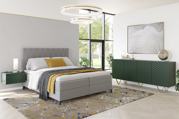 Set 2 noptiere suspendate din pal si MDF, cu 1 sertar, Scalia 50-1SZ Verde, l50xA42xH27 cm (2)