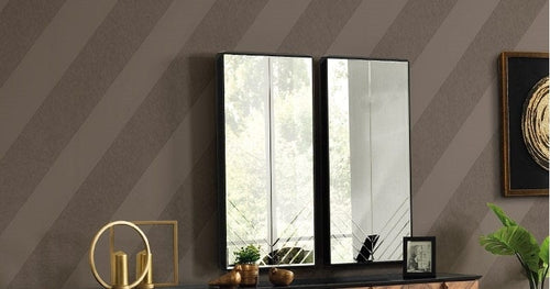 Serhat Set 2 oglinzi decorative din pal Monaco Negru, l51xH102 cm