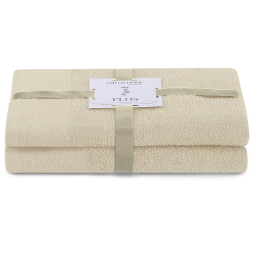 Decoking Set 2 prosoape de baie din bumbac, Flos Bej, 50 x 90 cm / 70 x 130 cm