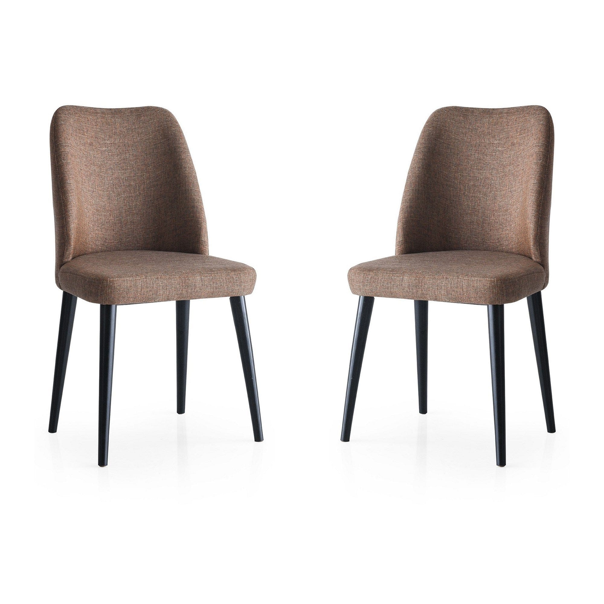 Set 2 scaune din lemn de fag, tapitate cu stofa Luna Maro / Negru, l49xA49xH90 cm