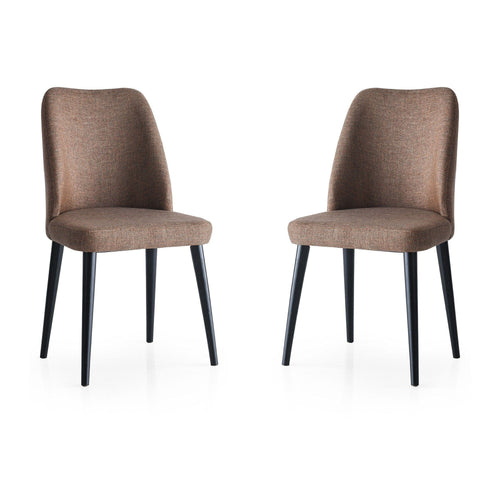 Set 2 scaune din lemn de fag, tapitate cu stofa Luna Maro / Negru, l49xA49xH90 cm