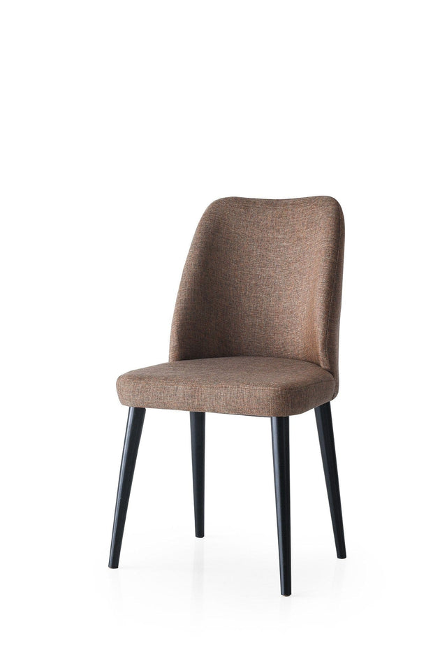 Set 2 scaune din lemn de fag, tapitate cu stofa Luna Maro / Negru, l49xA49xH90 cm (1)