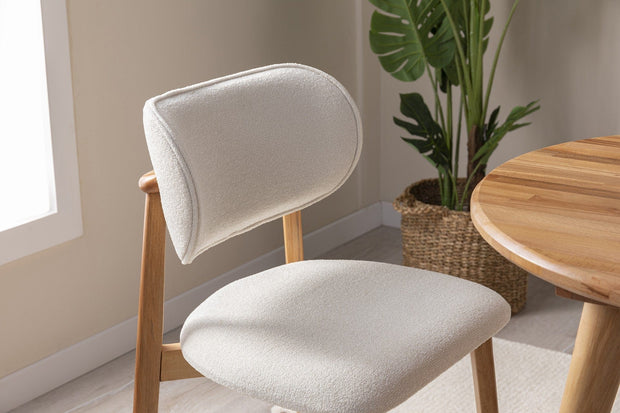 Set 2 scaune din lemn de fag, tapitate cu stofa Soli Alb / Fag, l50xA50xH84 cm (3)