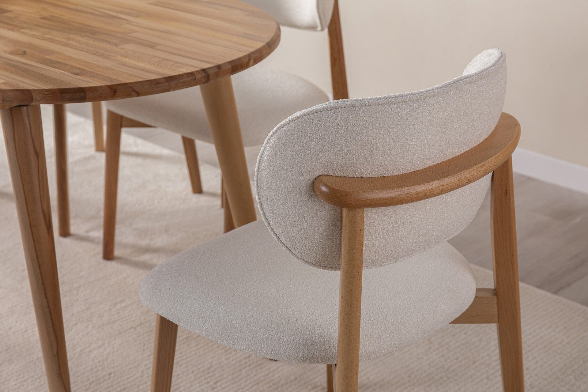 Set 2 scaune din lemn de fag, tapitate cu stofa Soli Alb / Fag, l50xA50xH84 cm (4)