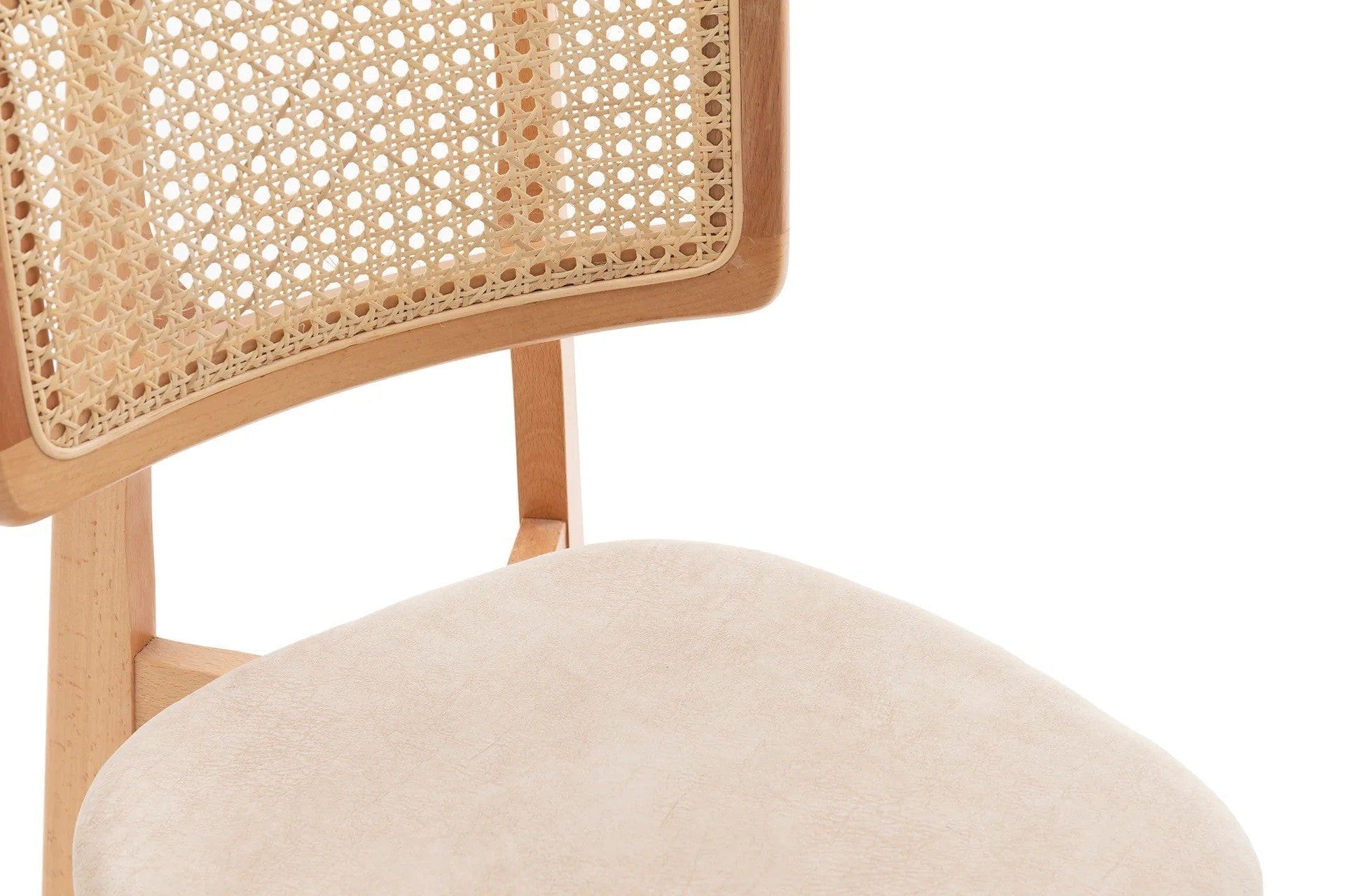 Set 2 scaune din lemn de fag, tapitate cu stofa Zeus Crem / Fag, l45xA45xH80 cm (4)
