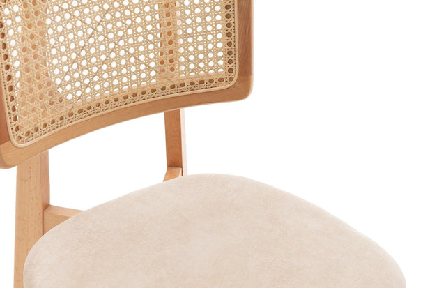 Set 2 scaune din lemn de fag, tapitate cu stofa Zeus Crem / Fag, l45xA45xH80 cm (4)