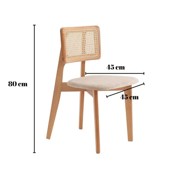 Set 2 scaune din lemn de fag, tapitate cu stofa Zeus Crem / Fag, l45xA45xH80 cm (5)