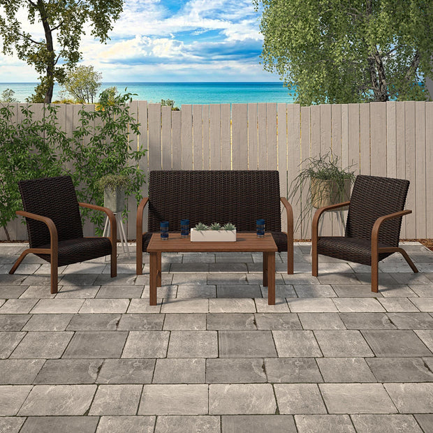 Dorel Home Set 2 scaune pentru gradina / terasa din lemn si PU, Smartwick Maro, l80xA66xH87 cm