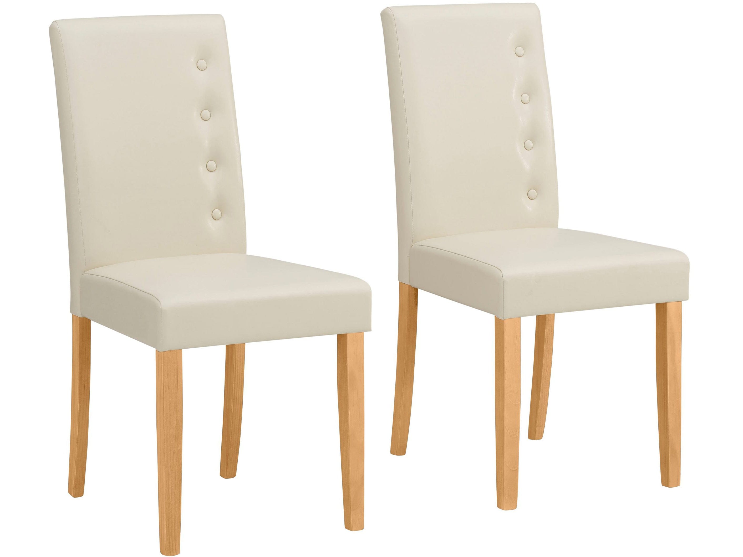 Dorel Home Set 2 scaune tapitate cu piele ecologica, cu picioare din lemn, Boca Crem / Natural, l43xA57xH94 cm