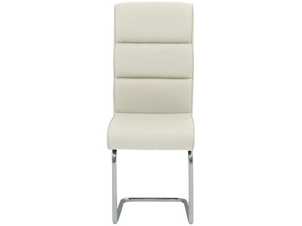 Dorel Home Set 2 scaune tapitate cu piele ecologica si picioare metalice, Carola Alb / Crom, l43xA62xH104 cm