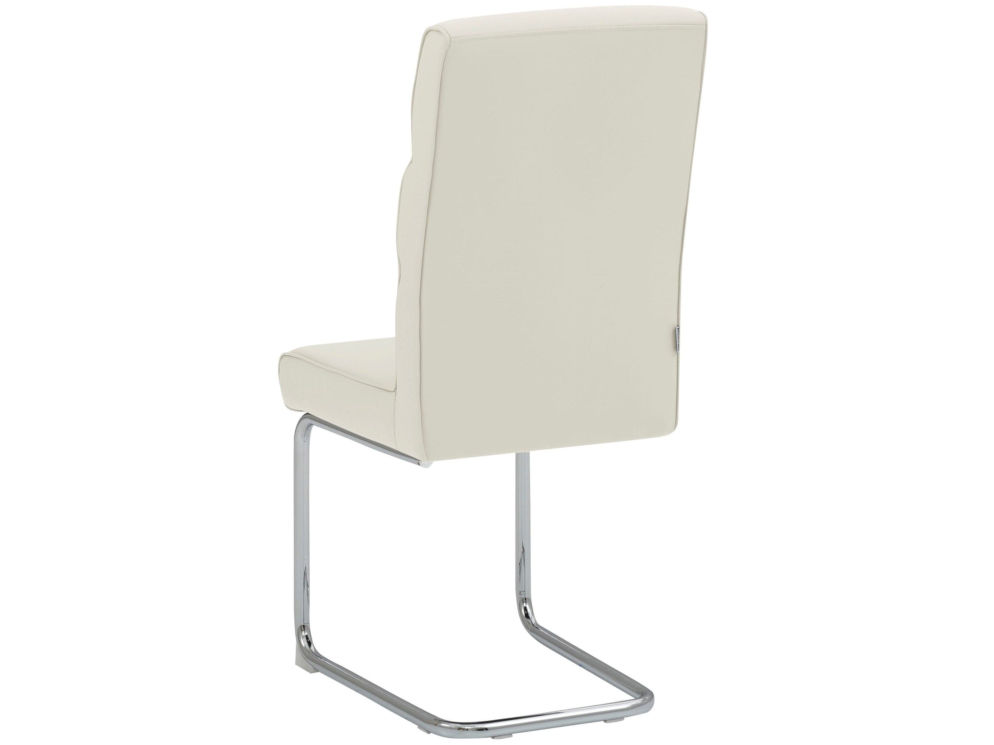 Dorel Home Set 2 scaune tapitate cu piele ecologica si picioare metalice, Carola Alb / Crom, l43xA62xH104 cm