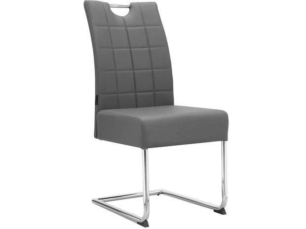 Dorel Home Set 2 scaune tapitate cu piele ecologica si picioare metalice, Osaka Gri / Crom, l44xA59xH96 cm